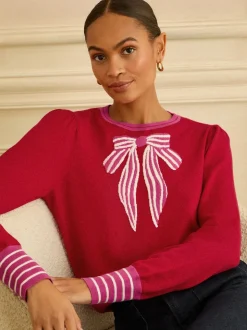 Pull Love & Roses en maille à col nœud