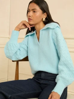 Pull Love & Roses en maille à col