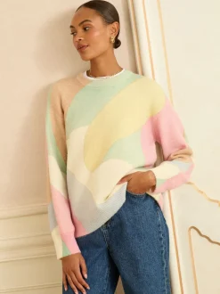 Pull Love & Roses en maille imprimé douillet