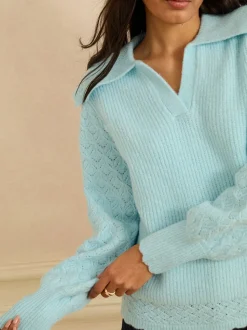 Pull Love & Roses en maille à col