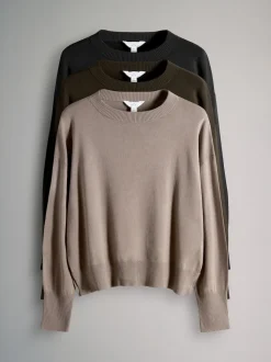 Pull The Set 3 Lot en maille fine à col rond