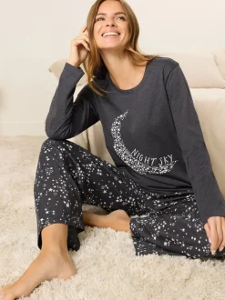 Pyjama M&Co Night Sky à Manches longues et Jambe large en Ensemble