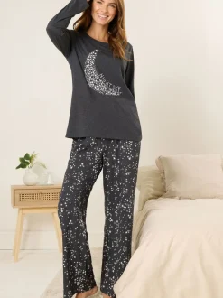Pyjama M&Co Night Sky à Manches longues et Jambe large en Ensemble