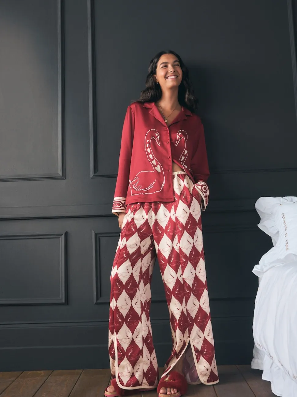 Pyjama Rockett St George en satin texturé boutonné
