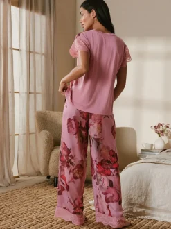Pyjamas B by Ted Baker en jersey de satin rose fleuri