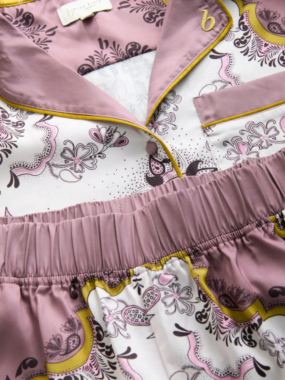 Pyjamas B by Ted Baker marron vison en satin imprimé écharpe boutonnés