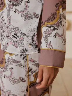 Pyjamas B by Ted Baker marron vison en satin imprimé écharpe boutonnés