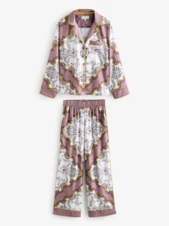 Pyjamas B by Ted Baker marron vison en satin imprimé écharpe boutonnés