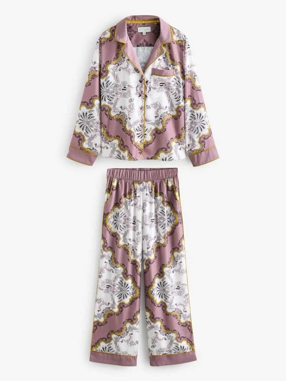 Pyjamas B by Ted Baker marron vison en satin imprimé écharpe boutonnés