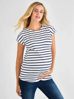 Rayé bleu marine Blanc - T-shirt de maternité JoJo Maman bébé Boyfriend coton