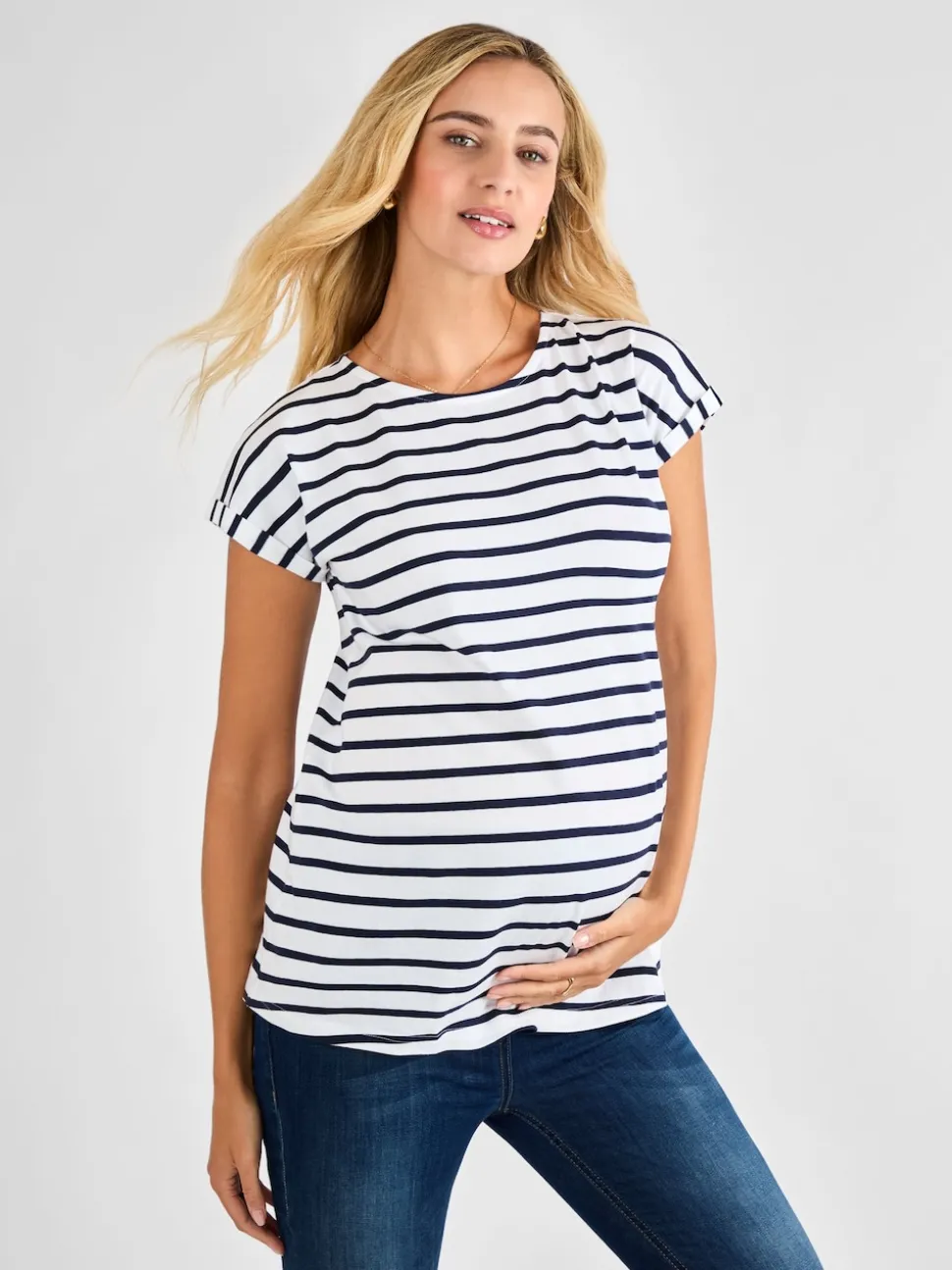 Rayé bleu marine Blanc - T-shirt de maternité JoJo Maman bébé Boyfriend coton