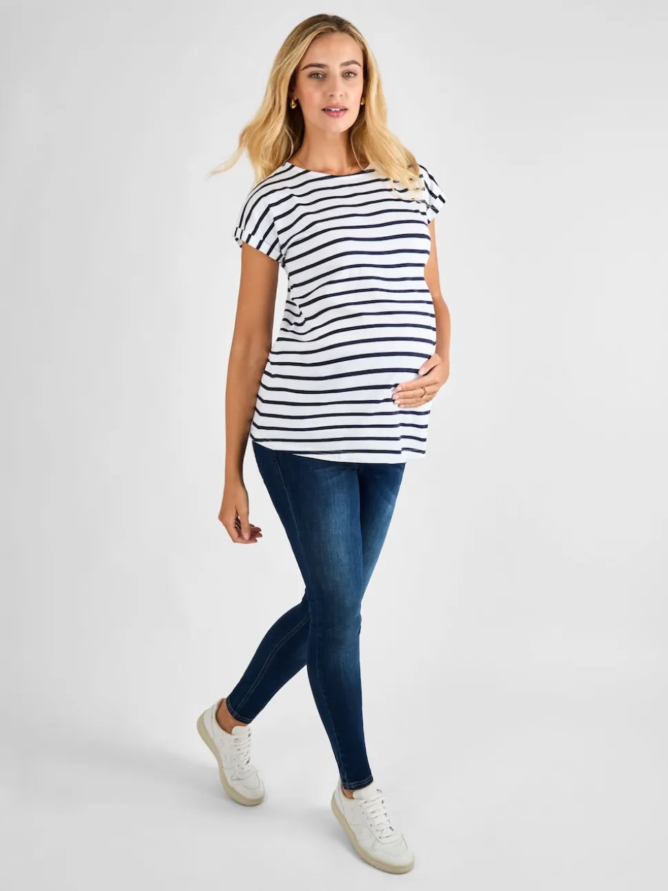Rayé bleu marine Blanc - T-shirt de maternité JoJo Maman bébé Boyfriend coton