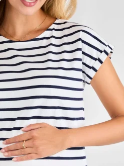 Rayé bleu marine Blanc - T-shirt de maternité JoJo Maman bébé Boyfriend coton