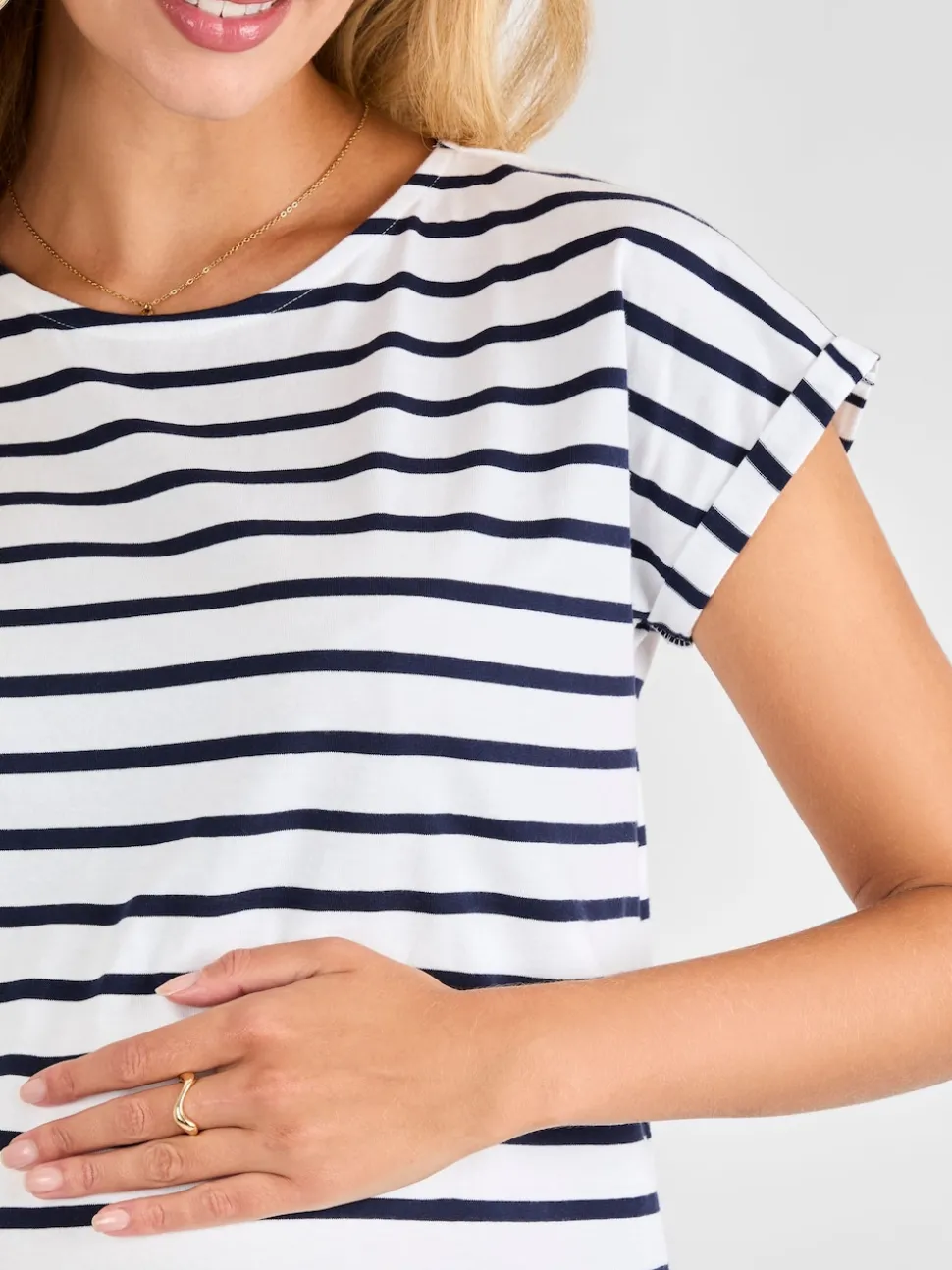 Rayé bleu marine Blanc - T-shirt de maternité JoJo Maman bébé Boyfriend coton