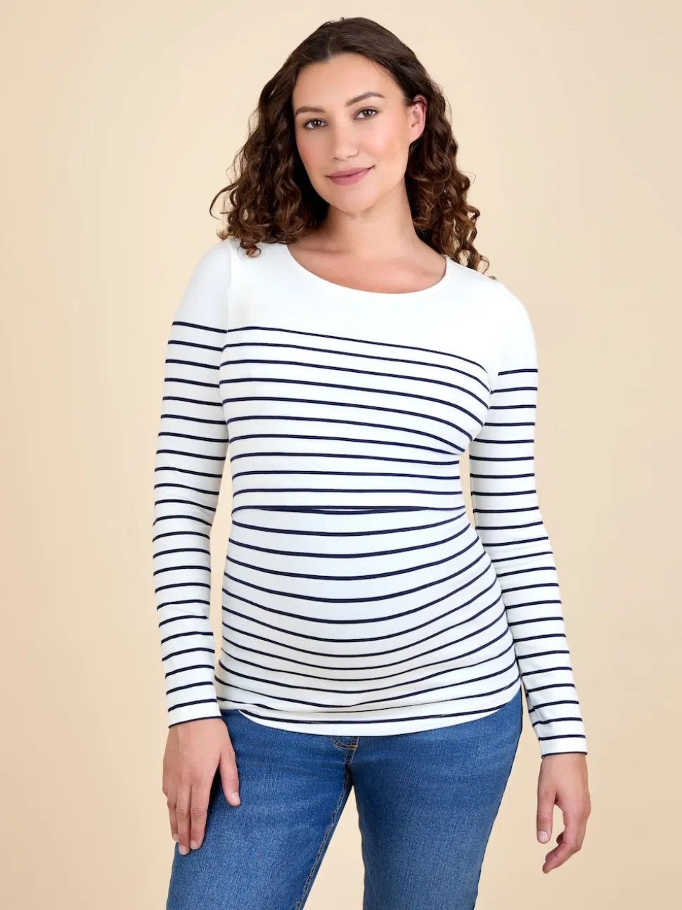 rayé bleu marine et écru - Haut de grossesse et d’allaitement JoJo Maman Bébé rayé à manches longues