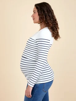 rayé bleu marine et écru - Haut de grossesse et d’allaitement JoJo Maman Bébé rayé à manches longues