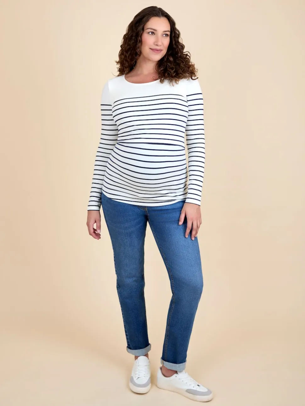 rayé bleu marine et écru - Haut de grossesse et d’allaitement JoJo Maman Bébé rayé à manches longues