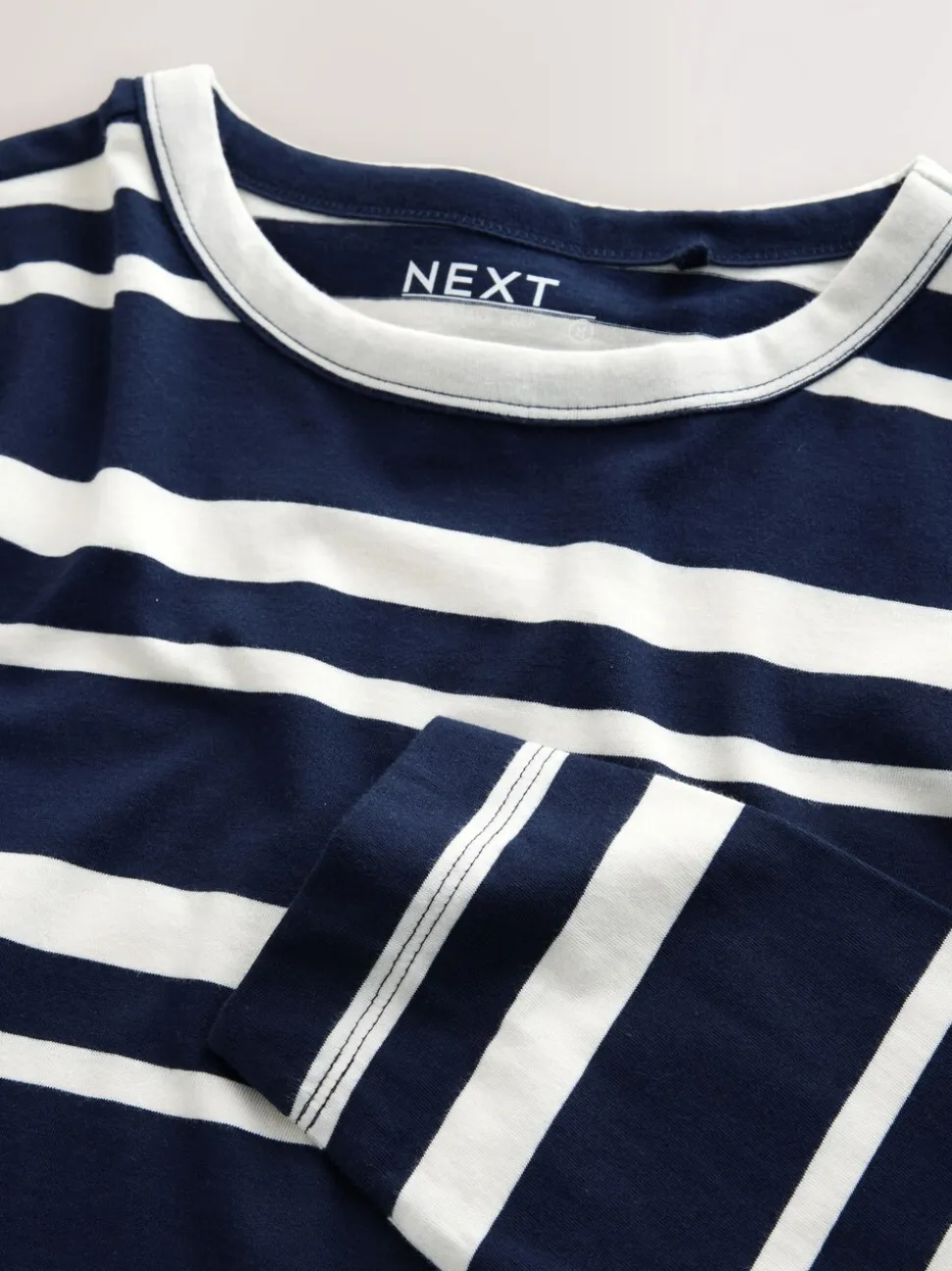 Rayé bleu marine/blanc - T-shirt à manches longues de cou d'équipage