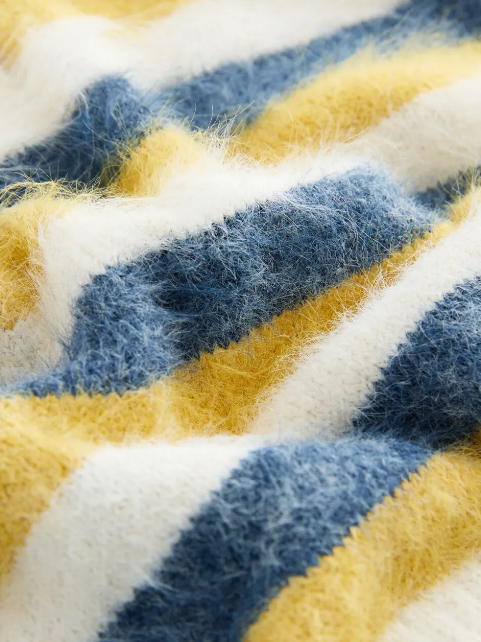 Rayé bleu/jaune - Pull polo en maille à manches courtes et boutons gemmes