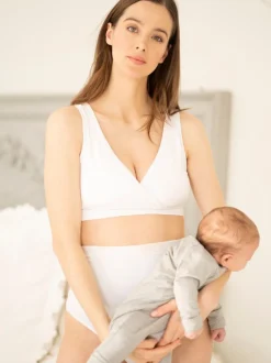 Rayure grise et Blanc - Lot de 2 soutiens-gorge de nuit Seraphine maternité et allaitement sans coutures