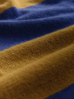 Rayure marron/bleu camel - 100% laine N.Premium Polo Pull