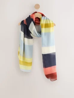 Rayure orange vif - Foulard plissé léger