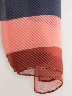 Rayure orange vif - Foulard plissé léger