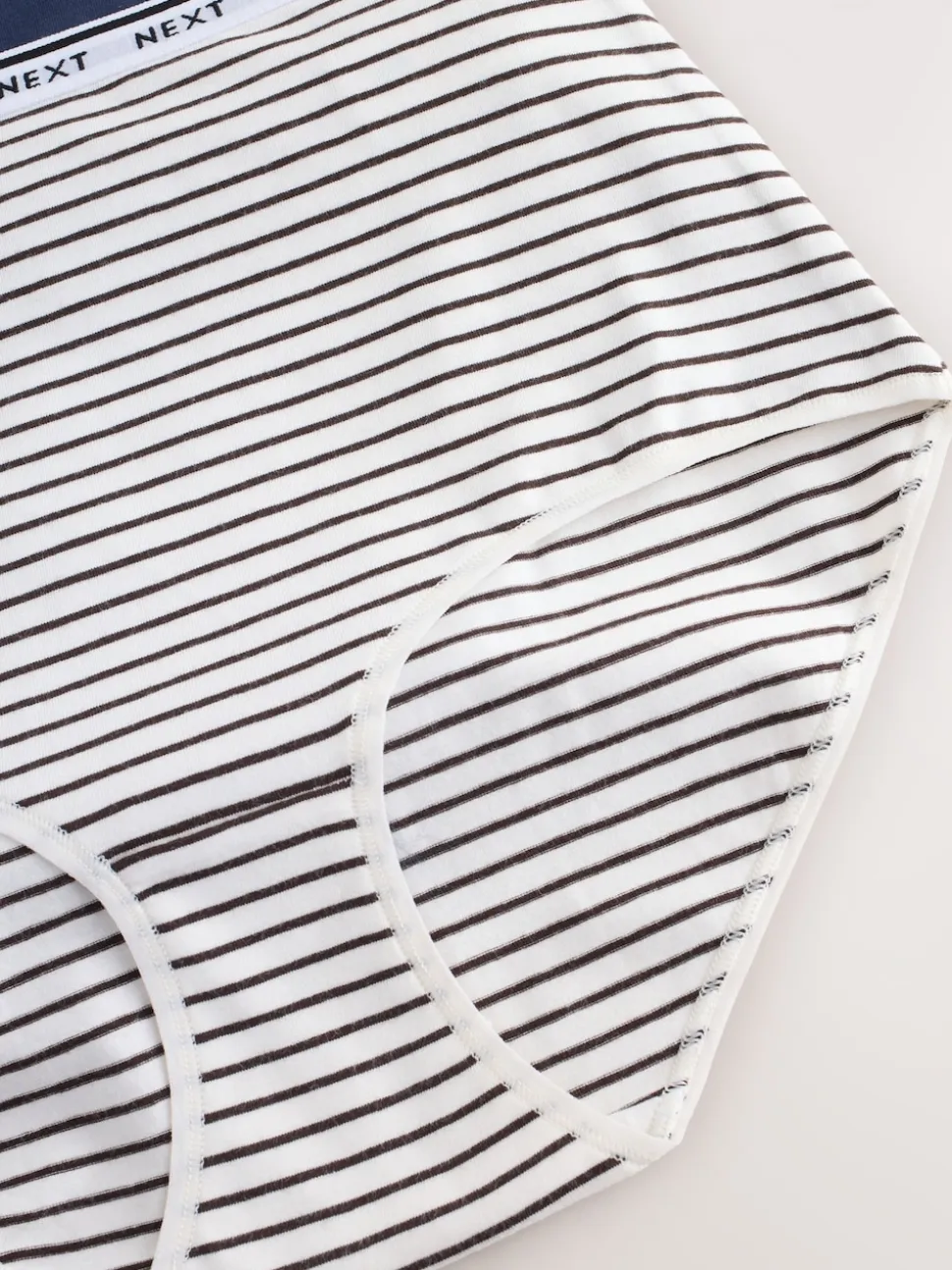 Rayures bleu marine/chocolat - Lot de 7 culottes à logo en coton