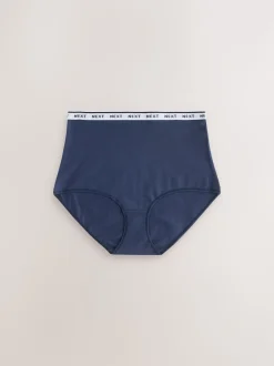 Rayures bleu marine/chocolat - Lot de 7 culottes à logo en coton