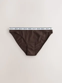 Rayures bleu marine/chocolat - Lot de 7 culottes à logo en coton