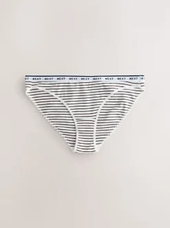 Rayures bleu marine/chocolat - Lot de 7 culottes à logo en coton