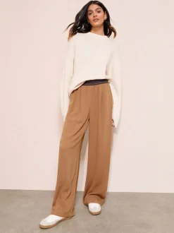 Rayures moka - Pantalon Friends Like These à taille élastique