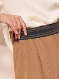 Rayures moka - Pantalon Friends Like These à taille élastique