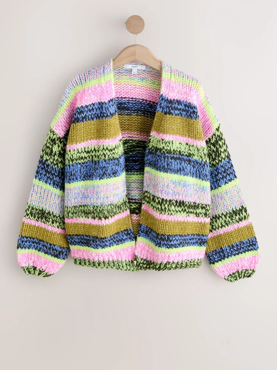 Rayures multicolores bleu/vert - Cardigan en grosse maille doux