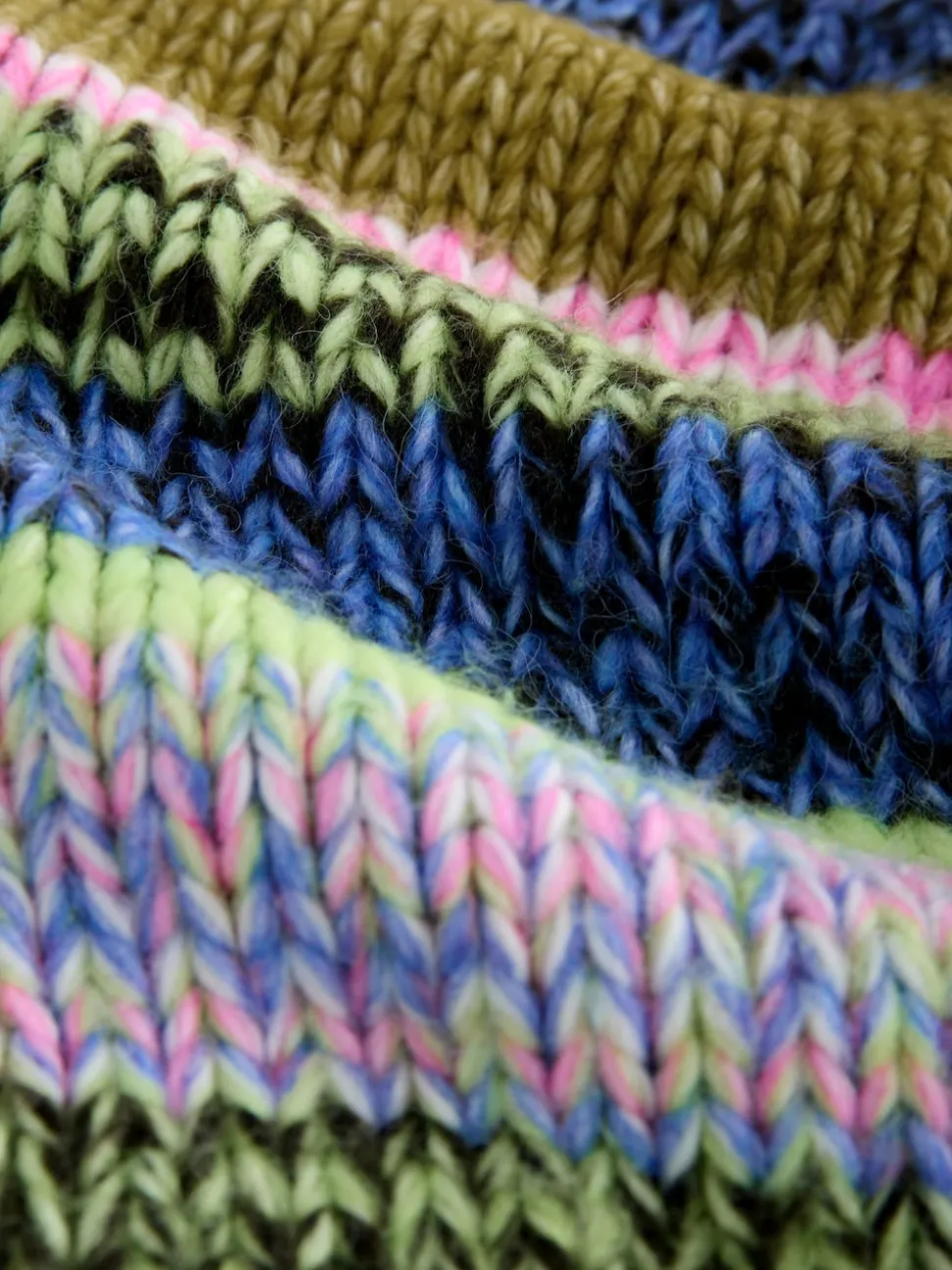 Rayures multicolores bleu/vert - Cardigan en grosse maille doux