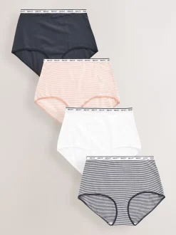 Rayures roses et bleues - Lot de 4 culottes à logo en coton