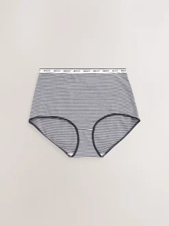 Rayures roses et bleues - Lot de 4 culottes à logo en coton