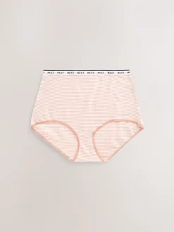 Rayures roses et bleues - Lot de 4 culottes à logo en coton
