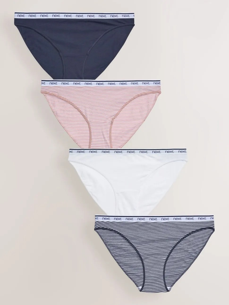 Rayures roses et bleues - Lot de 4 culottes à logo en coton