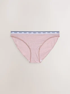 Rayures roses et bleues - Lot de 4 culottes à logo en coton