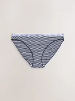Rayures roses et bleues - Lot de 4 culottes à logo en coton