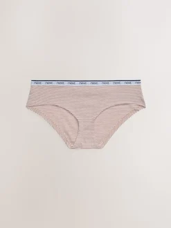 Rayures roses et bleues - Lot de 4 culottes à logo en coton