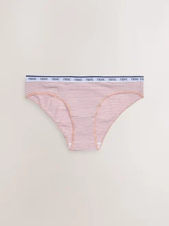 Rayures roses et bleues - Lot de 4 culottes à logo en coton