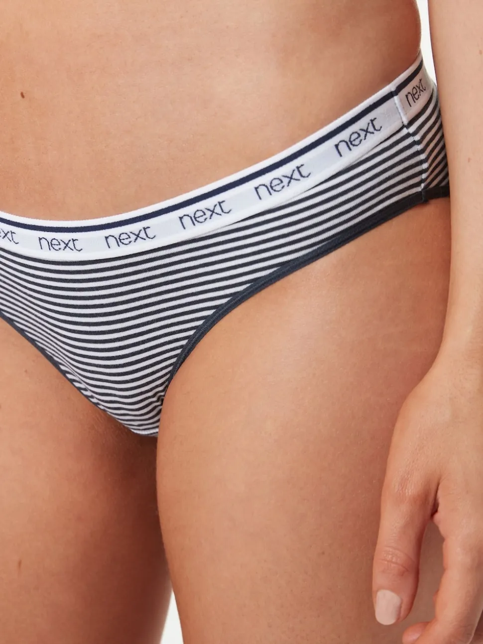 Rayures roses et bleues - Lot de 4 culottes à logo en coton