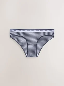 Rayures roses et bleues - Lot de 4 culottes à logo en coton