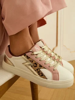 Real cuir rose léopard blanc - Baskets basses Love & Roses Mix Flatform Comfort