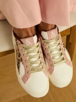 Real cuir rose léopard blanc - Baskets basses Love & Roses Mix Flatform Comfort