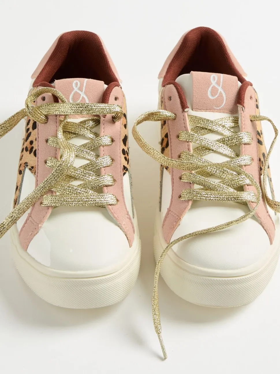 Real cuir rose léopard blanc - Baskets basses Love & Roses Mix Flatform Comfort