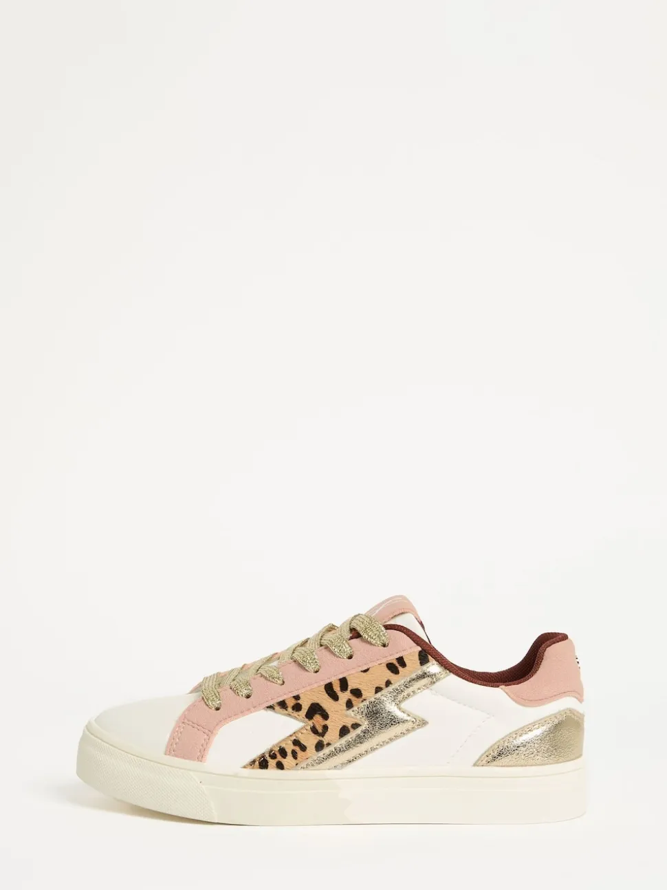Real cuir rose léopard blanc - Baskets basses Love & Roses Mix Flatform Comfort