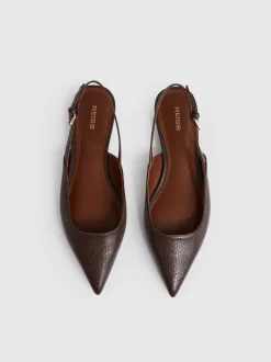 Reiss Aubrey Leather Slingback Ballerina Pumps